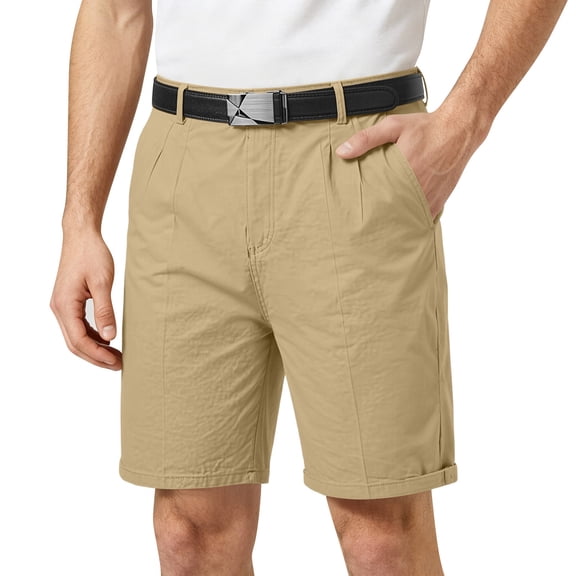Clossjun Mens Slim Stretch Khaki Shorts Lightweight Quick Dry for Golf Dress Casual Work with Pockets(No Belt)