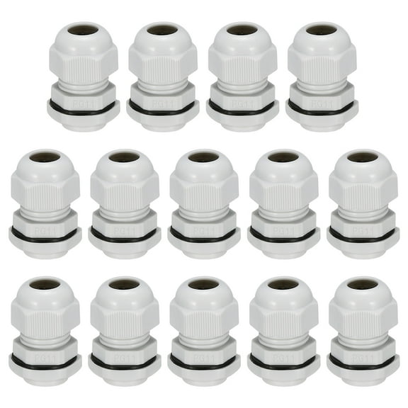 14Pcs PG11 Cable Gland Waterproof Plastic Wire Glands Joint White for 5-10mm Dia