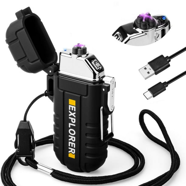 HOUFIY Waterproof Lighter Outdoor Windproof Lighter Dual Arc Lighter