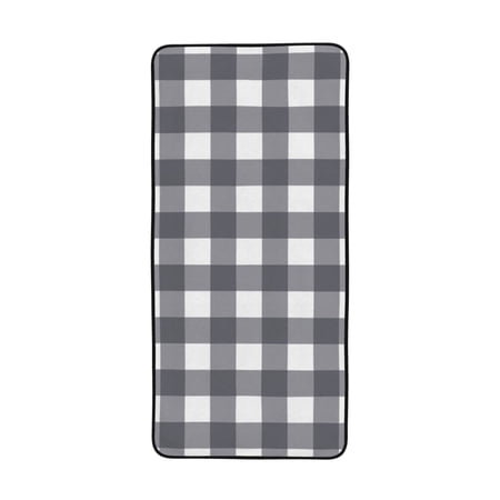 LNWH Bath Towel, Gray Gingham Print Pattern Absorbent Coral Fleece Bath Towel for Bathroom, Gym, Beach-27x55in