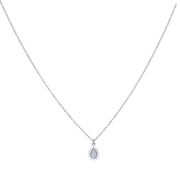925 Sterling Silver Womens Cubic Zirconia Teardrop Charm Necklace Pendant Necklace for Women