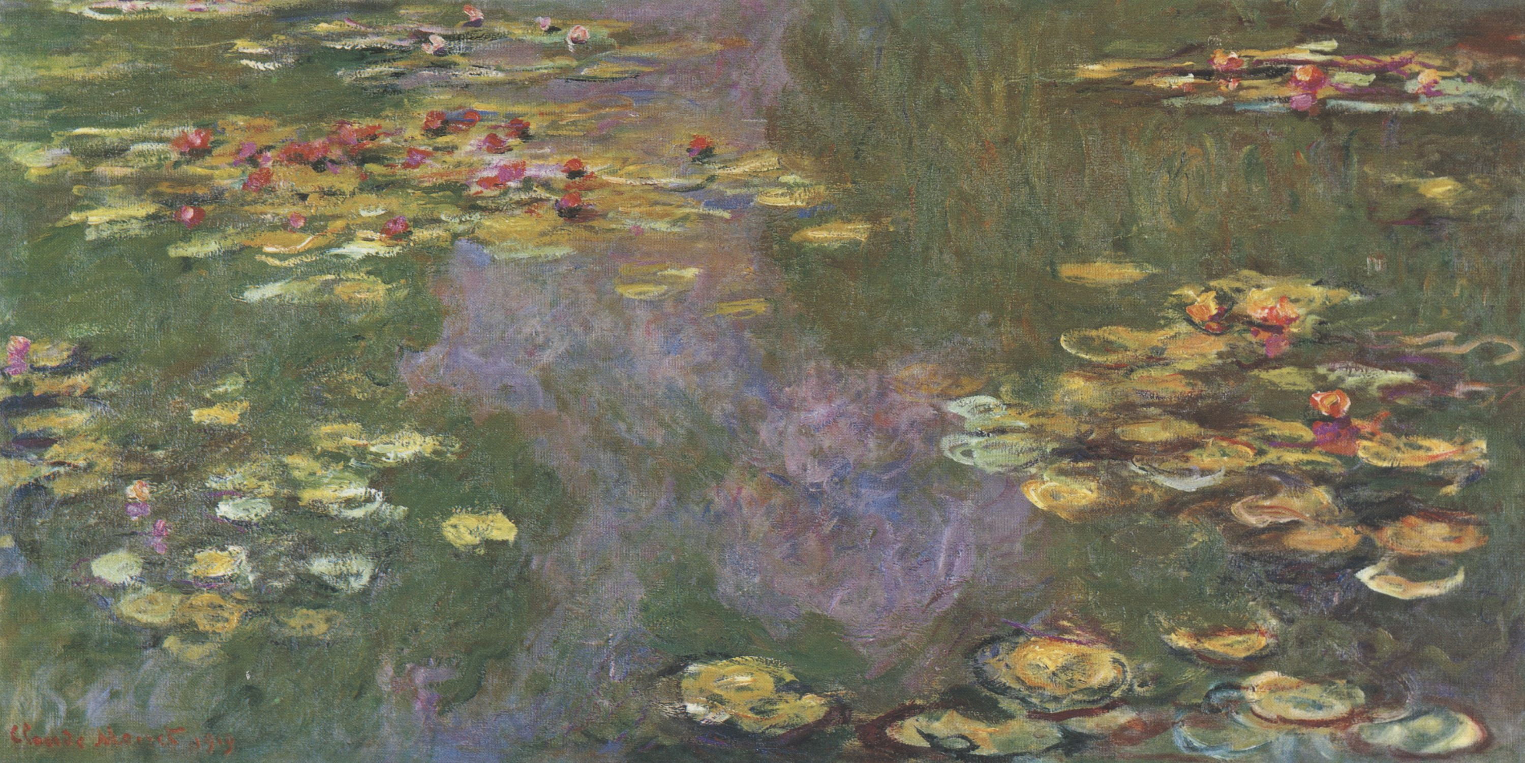 Monet, Claude - Water Lily Pond, Giverny-12 Inch BY 18 Inch Laminated