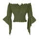 thumbnail image 3 of Camisas para adolescentes,Blusa campesina renacentista, top de manga trompeta con hombros descubiertos, top de moda de poliéster, estilo bohemio para mujer, sopatenor, 3 of 9