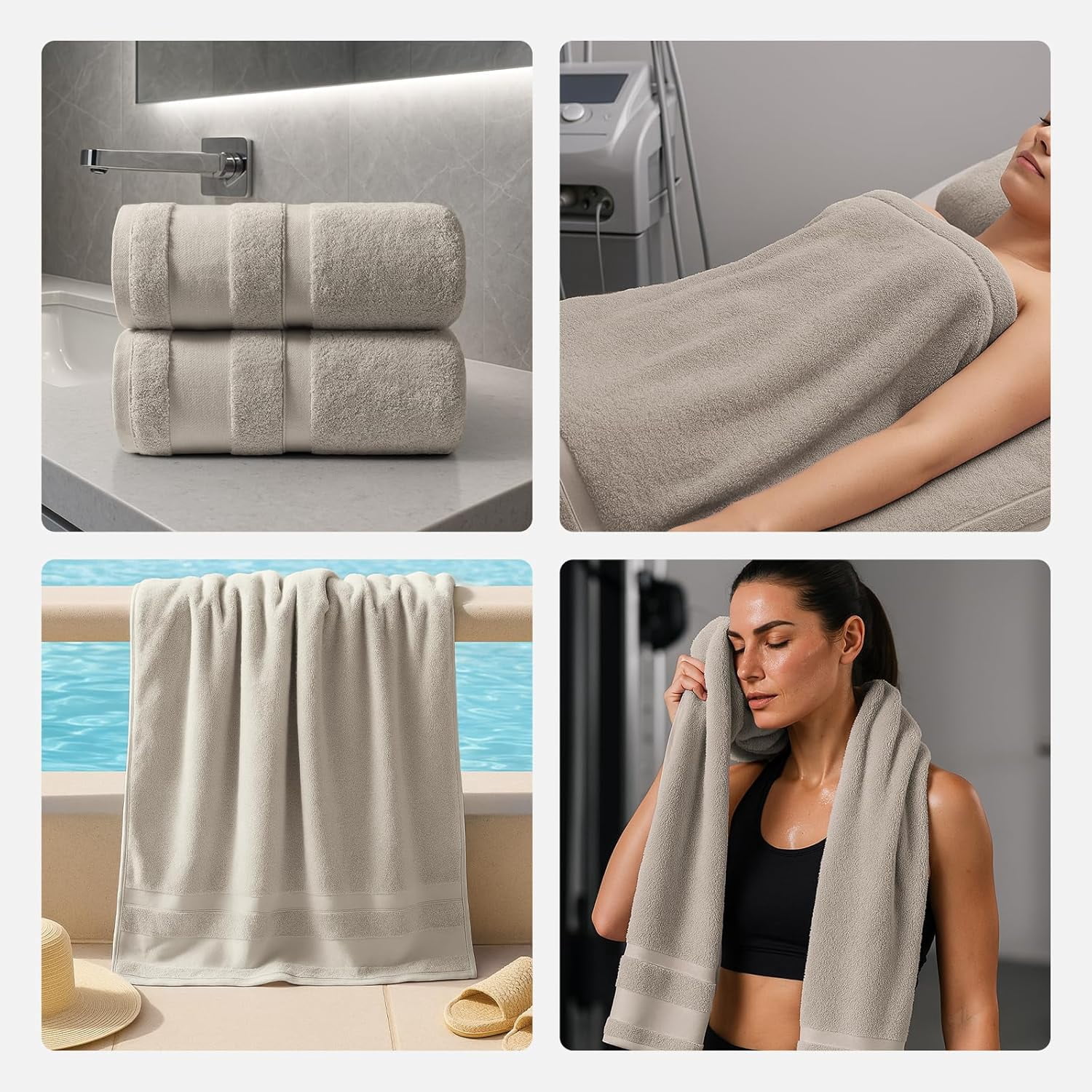 100% Cotton Bath Towels Set of 2, Oversized Bath Sheets 35 x 70 Inches, Soft & Absorbent Large Bathroom Towels, Quick Dry Cotton Towels for Bathroom, Gym, Spa, Pool & Family Use, Camel