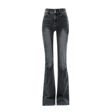 JIKNTTR Women's Capri Pants Flare Jeans Bootcut Bell Bottom Jeans High Waisted Stretch Bell Bottoms Jeans Stretchy Denim Pants