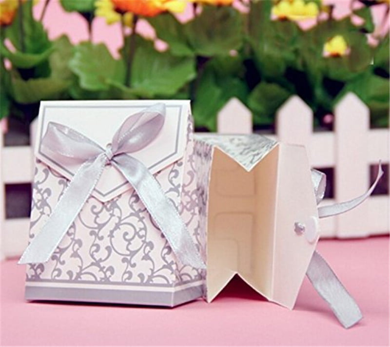 Wedding Favour Bag with Ribbon Deluxe Gift Boxes Bday Event Party Gold Silver 