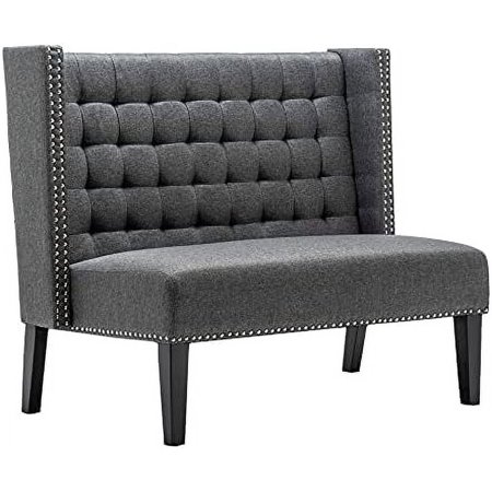 Andeworld Modern Loveseat Settee Bench Sofa Couch, Upholstered Banquette Dining Bench with Back for Dining Living Room Hallway or Entryway Seating,Slate