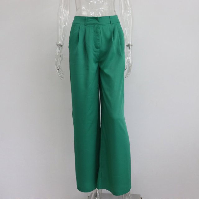 Retro Solid Color Wild Straight Wide Leg Pants Female Spring New Korean Fashion High Waist Casual Long Pants