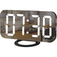 thumbnail image 1 of Reloj despertador digital, reloj electrónico LED con superficie de espejo, con cargador USB, brillo automático/personalizado, para mesa de oficina, dormitorio, mesita de noche (negro), 1 of 4