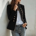 thumbnail image 6 of Maqroz Napoleon Jacket for Womens Stand Collar Long Sleeve Double Breasted Outerwear Gold Decor Buttons Tailored Structured Dressy Jacket for Evening Occasions, 6 of 7