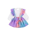 thumbnail image 2 of Seyurigaoka Toddler Girls Outfits Sets White Long Sleeve Blouse Tie Dye Suspender Skirt 2 Pcs Clothes, 2 of 6