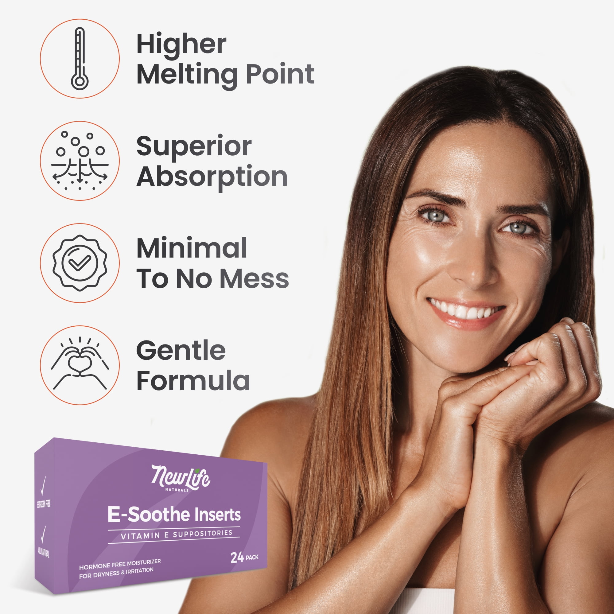 NewLife Naturals Vitamin E Vaginal Suppositories – Vaginal Moisture & Hydration Support – 48 Inserts