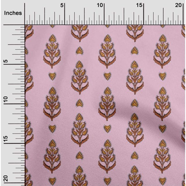 oneOone Polyester Lycra Fabric Leaves & Paisley Block Print Fabric By Yard 56 Inch Wide