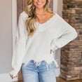 thumbnail image 4 of Black and Friday Deals 2023 Clearance under $5 JINMGG V Neck Sweaters for Women Fall Winter Clearance,Womens Casual Knitted Pullover Sweater Long Sleevel Tops Blouse Sweater, 4 of 5