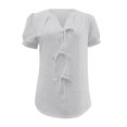 thumbnail image 4 of SHITINN Fashionable V Neck Solid Color Short Sleeve T Shirt for Women with Tie Bow Detail Women's Clothes Womens Short Sleeve Tops Shirts for Women Trendy, 4 of 4