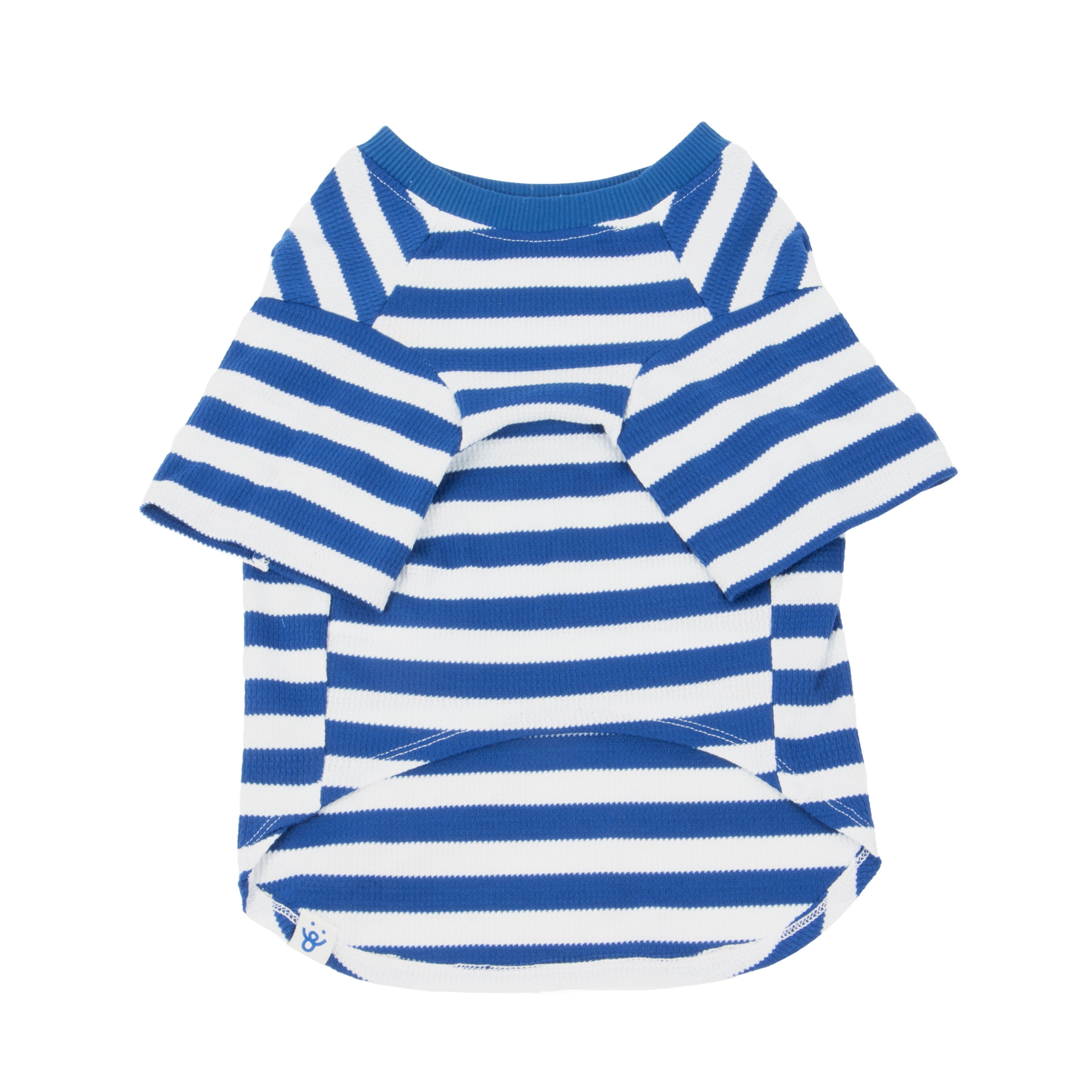 Oodles Blue Striped Banana Knit Spring Dog T-Shirt, Small
