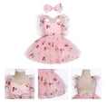 thumbnail image 5 of IBTOM CASTLE Baby Toddler Girl Backless Lace Butterfly Strawberry Ruffle Princess Cake Smash Birthday Party Photoshoot Dress 3-6 Months Pink - Cherry, 5 of 6