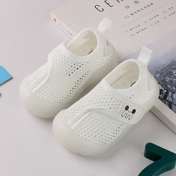 LoyisViDion Toddler Shoes Clearance Toddler Shoes Baby First-Walking Breathable Mesh Infant Boys Girls Soft Trainers White 10-13Month