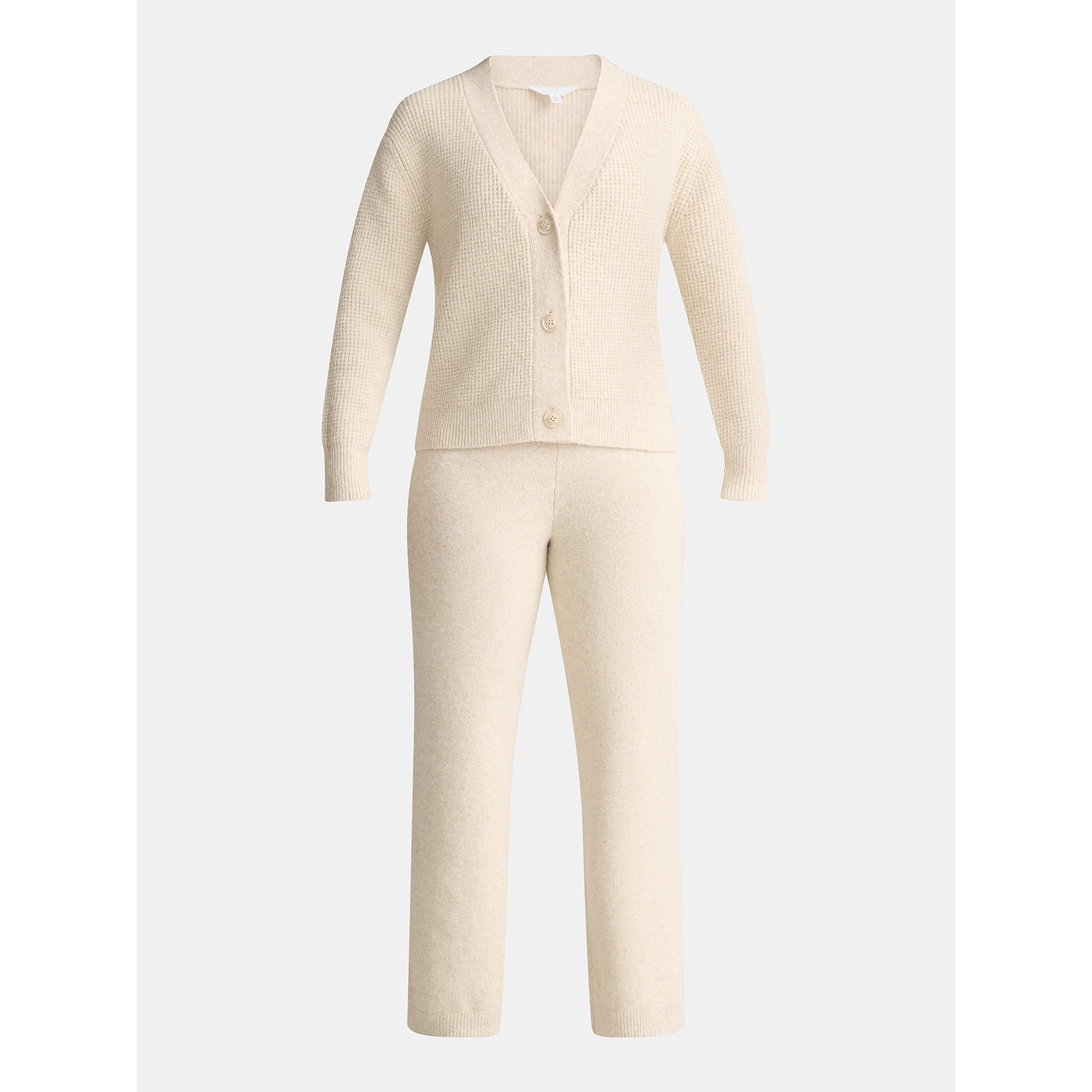 Time and Tru Women's and Women's Plus Cardigan and Pants Sweater Set, 2-Piece, Sizes XS-4X