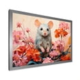 thumbnail image 2 of Designart "Curious Rat in Pink Blooms II" Animals Framed Wall Art Decor - Modern Farmhouse Pink Mouse Entryway Framed Wall Art, 2 of 6