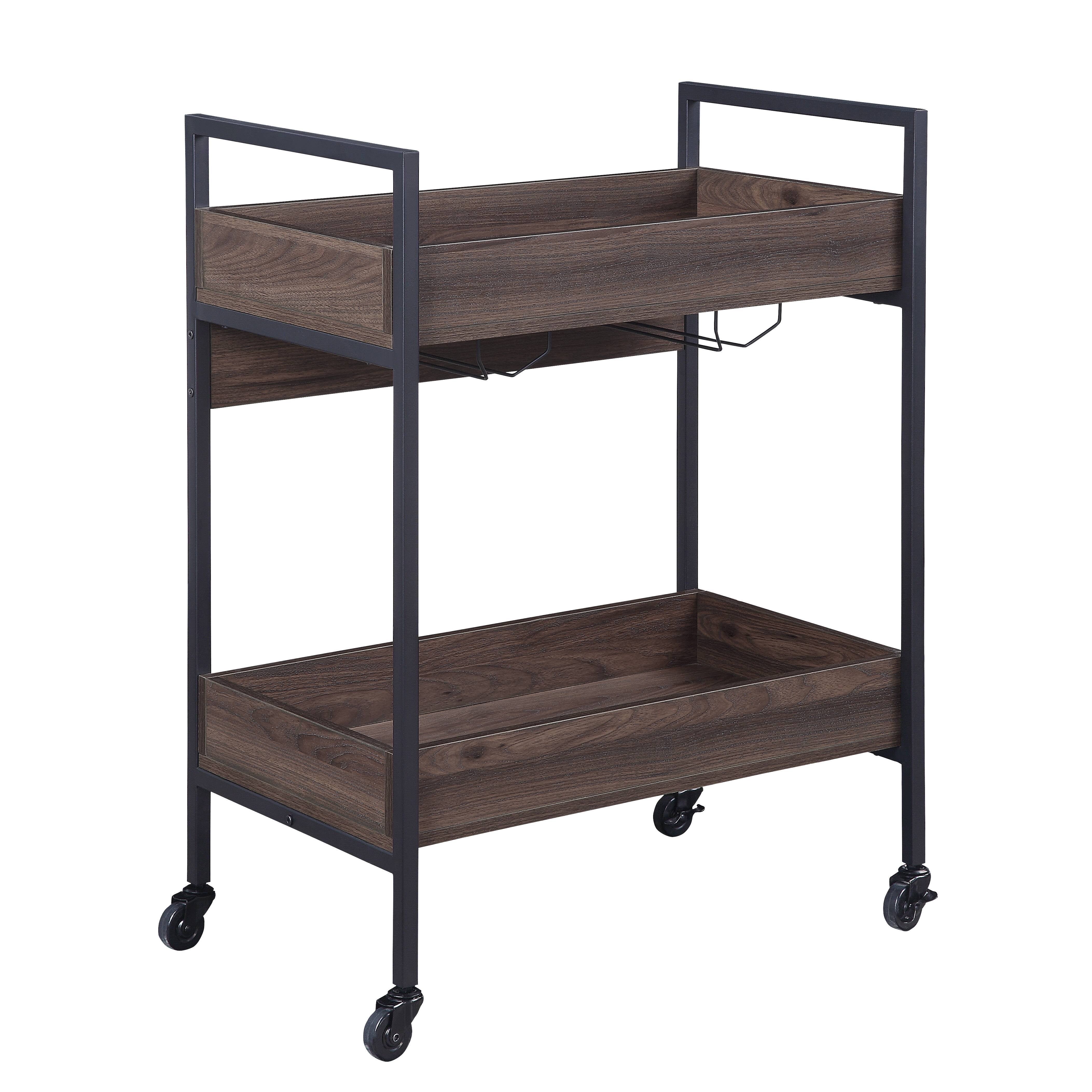Serving Cart Walnut & Black Finish