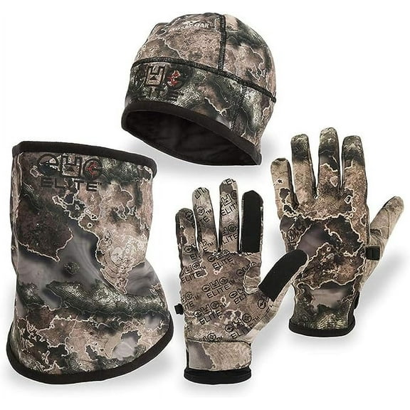 Paramount Outdoors EHG Elite Early-Mid Season Mossy Oak Contour Gloves, Beanie, and Neck Gaiter Value Pack