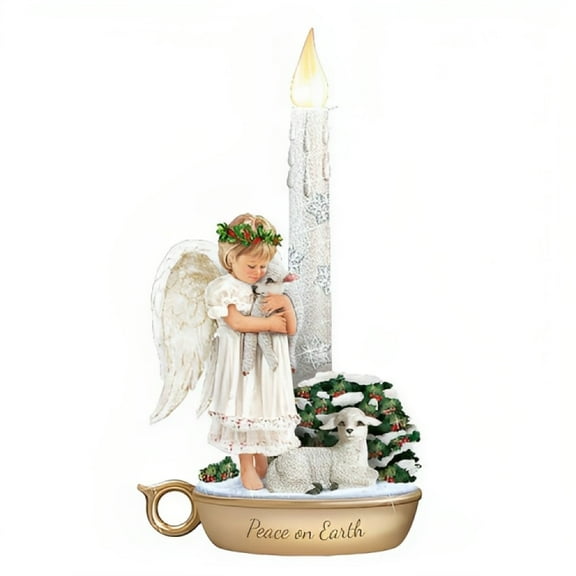 The Bradford Exchange Peace on Earth Issue #1 from Warm Winter Welcome Candle Collection Angel Sculptures with Flameless Candles by Dona Gelsinger 9-inches