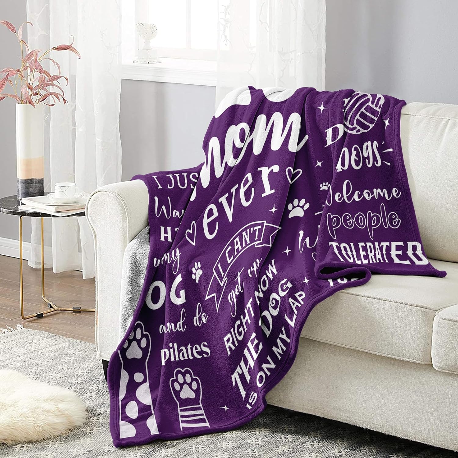 Dog Mom Blanket 50"x60", Dog Mom Gifts for Women, Dog Mom Gift, Birthday Gifts for Dog Moms, Dog Lover Gifts for Women, Christmas Mothers Day Dog Gifts for Dog Lovers, Dog Lover Gift Ideas