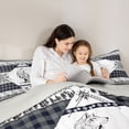 thumbnail image 4 of Manfei Vintage Wolf Print Full Size Comforter Sets,Gray Check Pine Bedding Comforter Set,Light Gray Reversible,3pcs,1 Comforter and 2 Pillowcases, 4 of 7