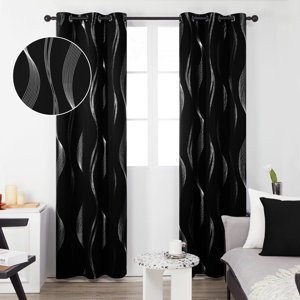 Wave Pattern Blackout Curtain Panels, Set of 2