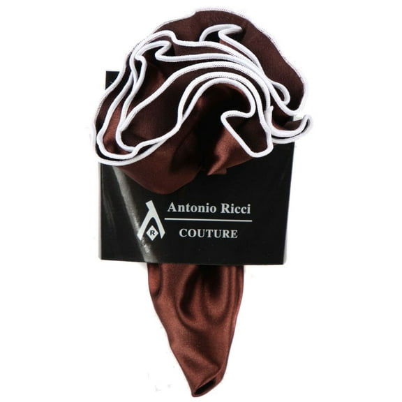 PS-Z-RD-100 - Round Pocket Square Accessory - Brown White