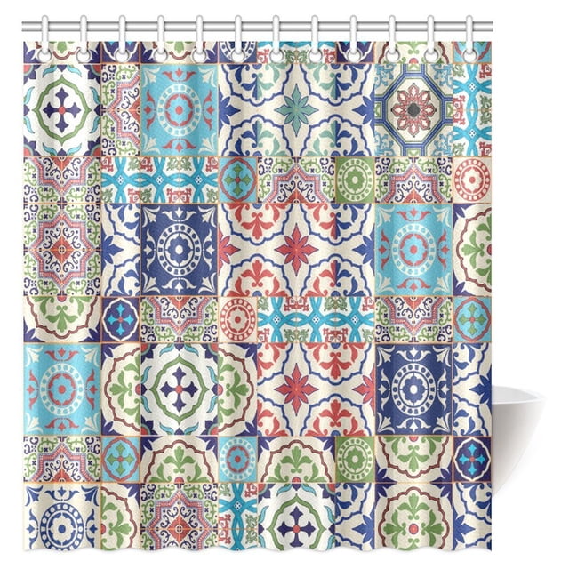 Cortina de Ducha ABPHQTO Decoración Marroquí Mega Gorgeous Flores y Hojas 160x180 cm