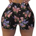 thumbnail image 2 of Fuzoiu Bouquet Print Women's Workout Shorts,Workout Biker Shorts Women,Exercise Fitness Shorts,Scrunch Short, Athletic Shorts for Gym Yoga Running Sport Active-XX-Large, 2 of 8