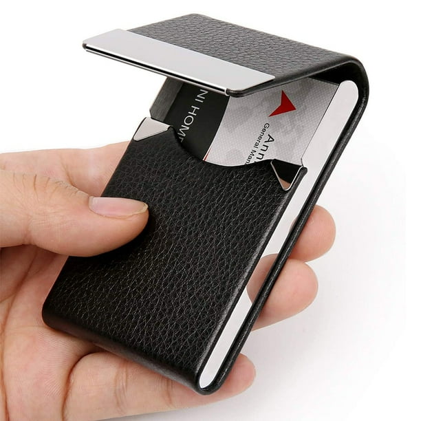 Leather pocket 2024 business card holder