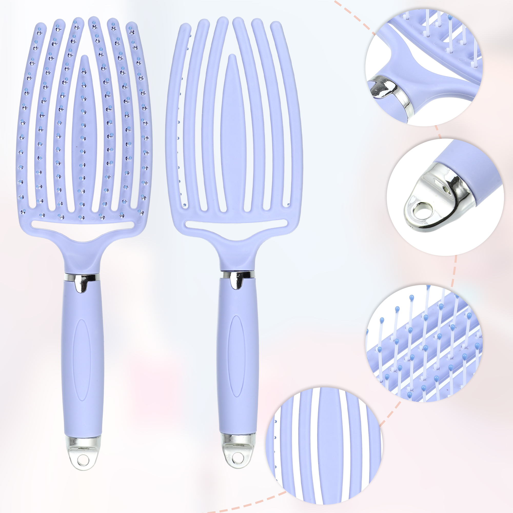 Unique Bargains 1Pc Durable Hollow Hair Brush for Curly Straight Thin Dry Wet Hair Purple