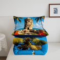 thumbnail image 5 of Manfei Puerto Rico Queen Comforter Set,Sea Coconut Trees Comforter Sets Queen,Red Flowers Decor,Navy Blue Reversible,3 Pieces,1 Comforter and 2 Pillowcases, 5 of 7