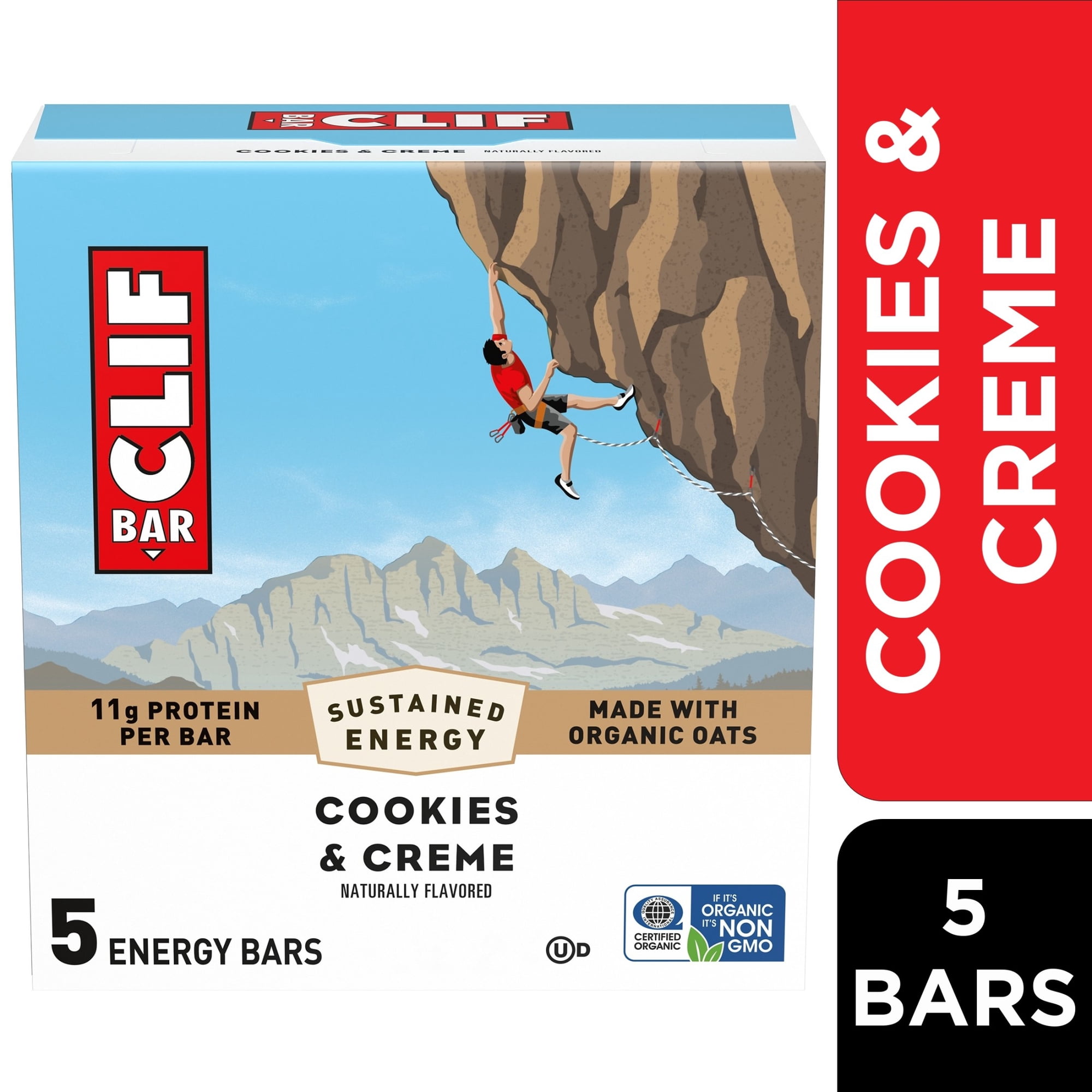 CLIF BAR Energy Protein Bars, Cookies & Creme, 5 Count