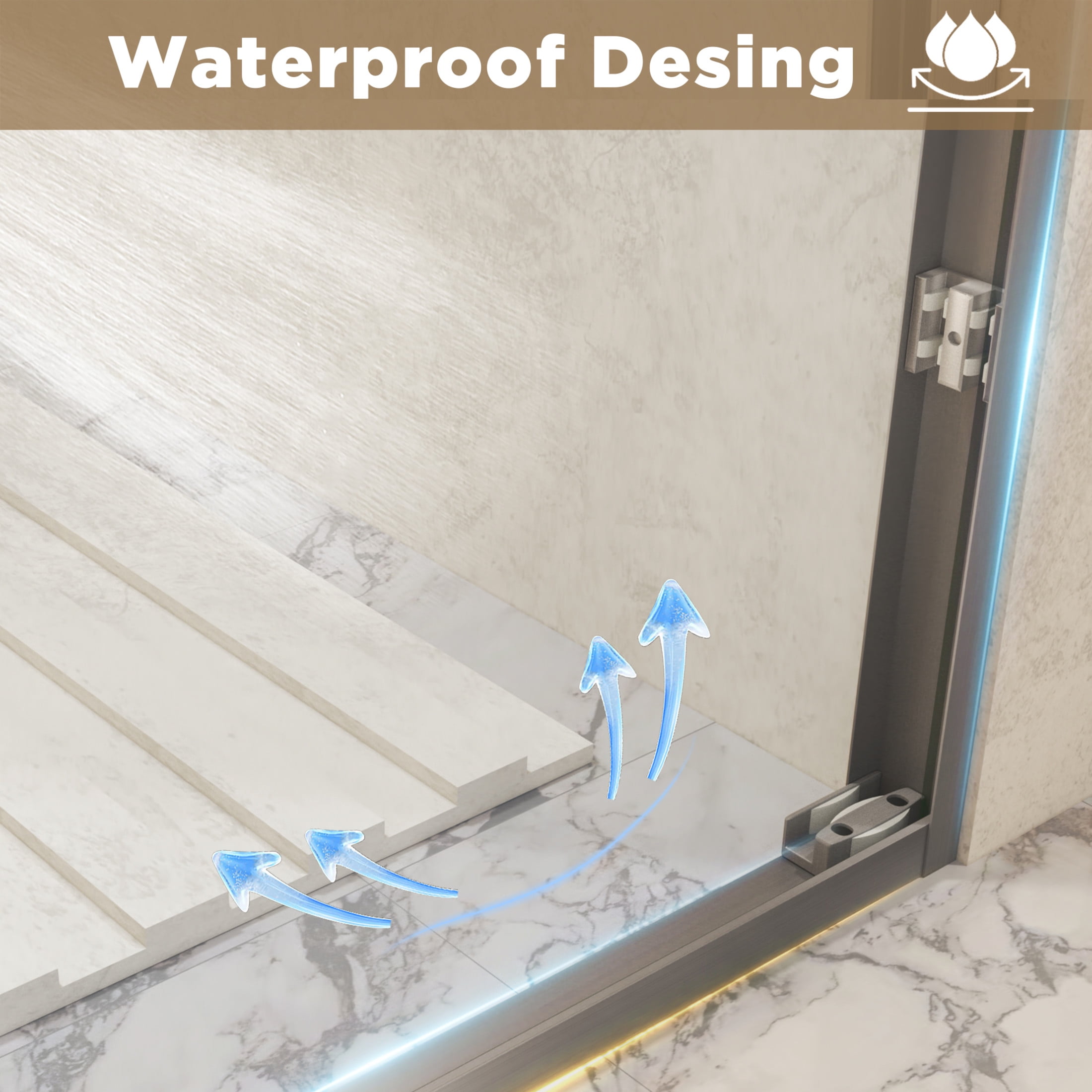 Noble House 54"x72" Double Sliding Shower Door, Aluminum Frame with Tempered Glass, Brushed Nickel Finish