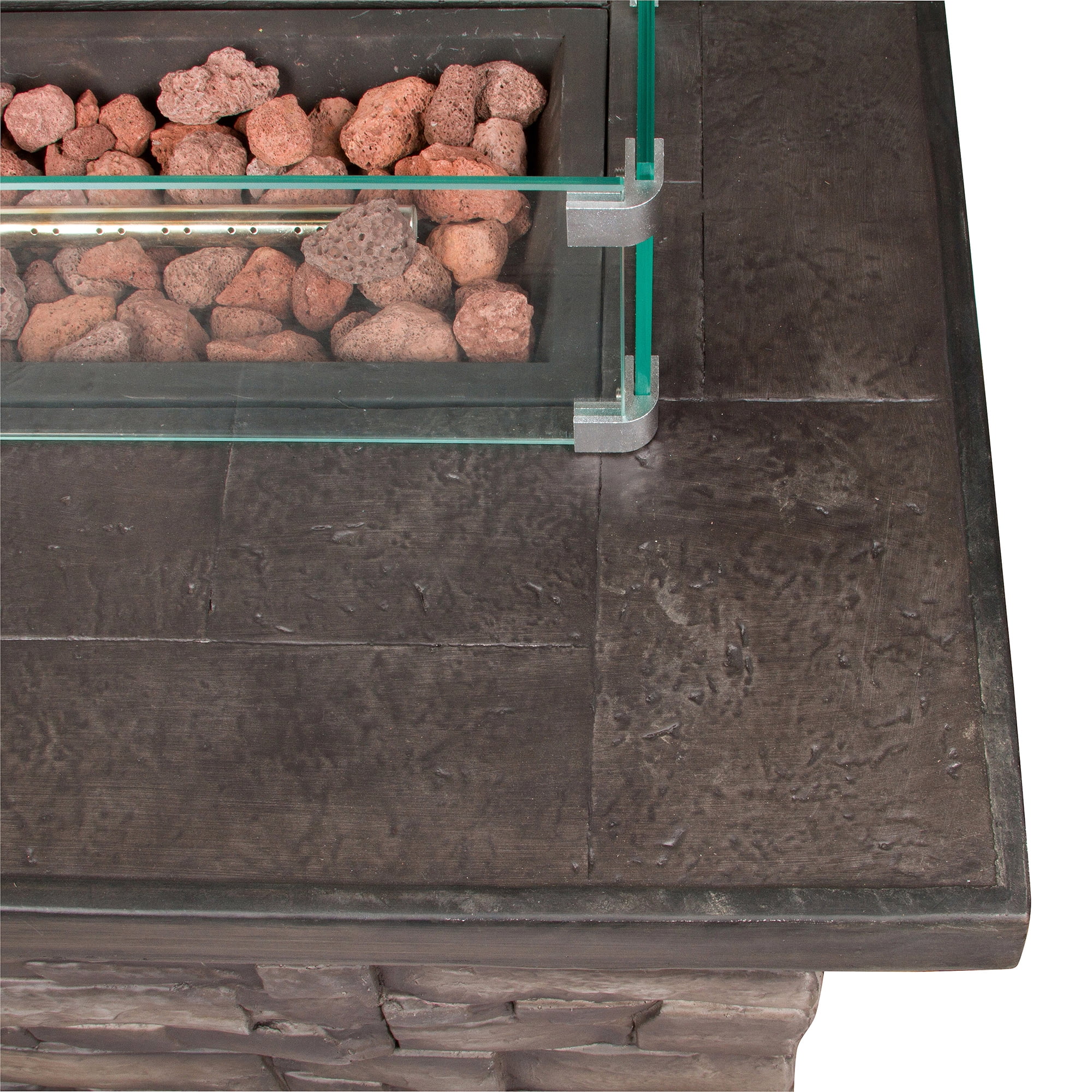 Shine Company 36.5" x 10.5" Rectangular Tempered Glass Fire Pit Table Wind Guard Easy to Clean