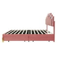 thumbnail image 5 of Upholstered Platform Bed with LED Lights and 4 Drawers, Queen Size Platform Bed Frame with Tufted Headboard and Irregular Metal Legs, Queen Bed for Boys Girls Adults, No Box Spring Needed, Pink, 5 of 7