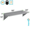 thumbnail image 3 of AmGood 24 in. x 60 in. Stainless Steel Wall Shelf | NSF Certified | Appliance & Equipment Metal Shelving | Kitchen, Restaurant, Garage, Laundry, Utility Room, 3 of 10