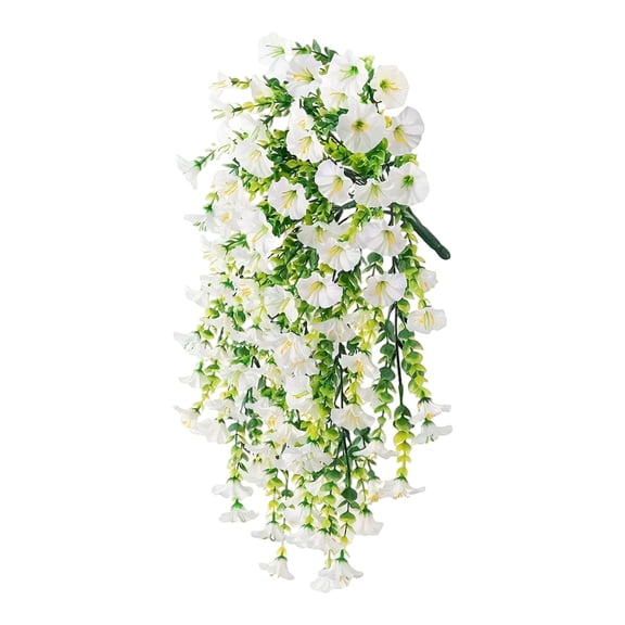 Artificial Outdoor Flowers Uv Resistant, Hanging Flowers for Decoration, 36 in Trailing Vine, White Silk Blooms, Outdoor Porch Decor, Patio Wall Arrangements, 1 Pc