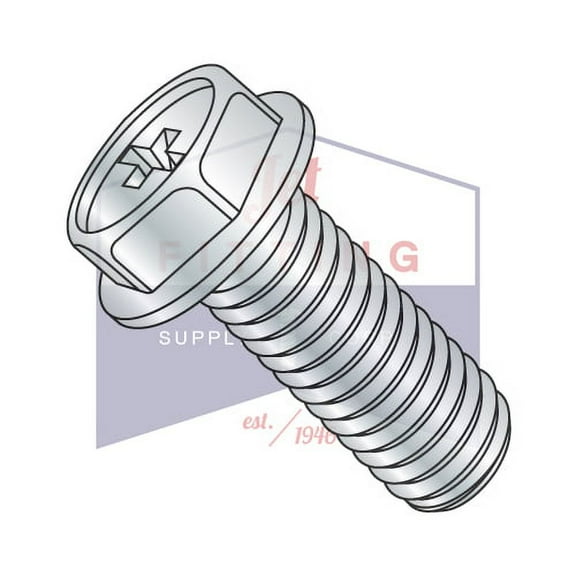 10-32 x 1" Machine Screws | Phillips | Hex Washers Head | Steel | Zinc (Quantity: 4000)