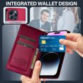 thumbnail image 5 of Wallet Case for iPhone 16, Classic Shockproof PU Leather Magnetic Flip Cover with Card Holder Stand Feature and Full Body Protection Phone Case Cover for iPhone 16, Red, 5 of 12