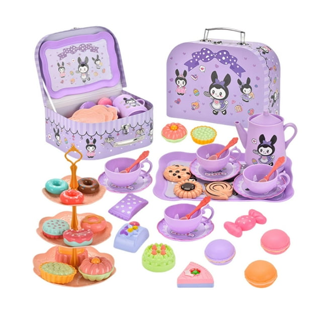 Juego de cocina para fiesta de té, vajilla de cocina, juguetes para la hora del té, juego de simulación con estuche de transporte, educación temprana
