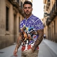 thumbnail image 3 of Binienty Patriotic Horse Racing Golf Shirt for Couple Relaxed Classic Fit Moisture Wicking Couple Shirt with Quarter Zip Versatile Tribal Short Sleeve Athletic Tops for Golf Running Sports, 3 of 7