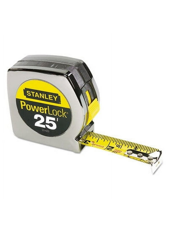 Stanley 33-425 Powerlock II Power Return Rule, 1" x 25ft, Chrome/Yellow