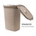 thumbnail image 6 of Mind Reader 60L Slim Laundry Hamper, Clothes Basket, Lid, Wicker Style, Plastic, 17.65"L x 13.75"W x 24.15"H, Set of 2, Tan, 6 of 9
