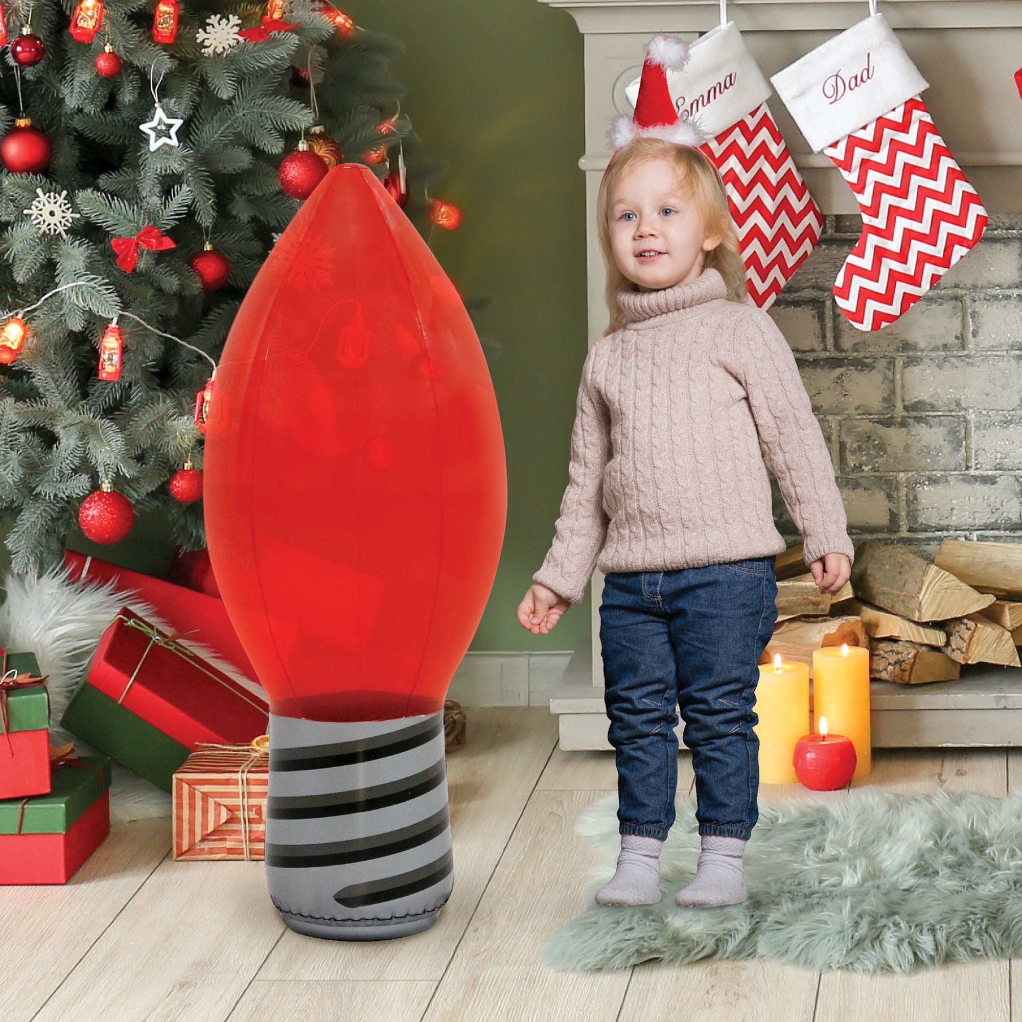 Holiday Time Blow Up Red Light Bulb, 3.3'