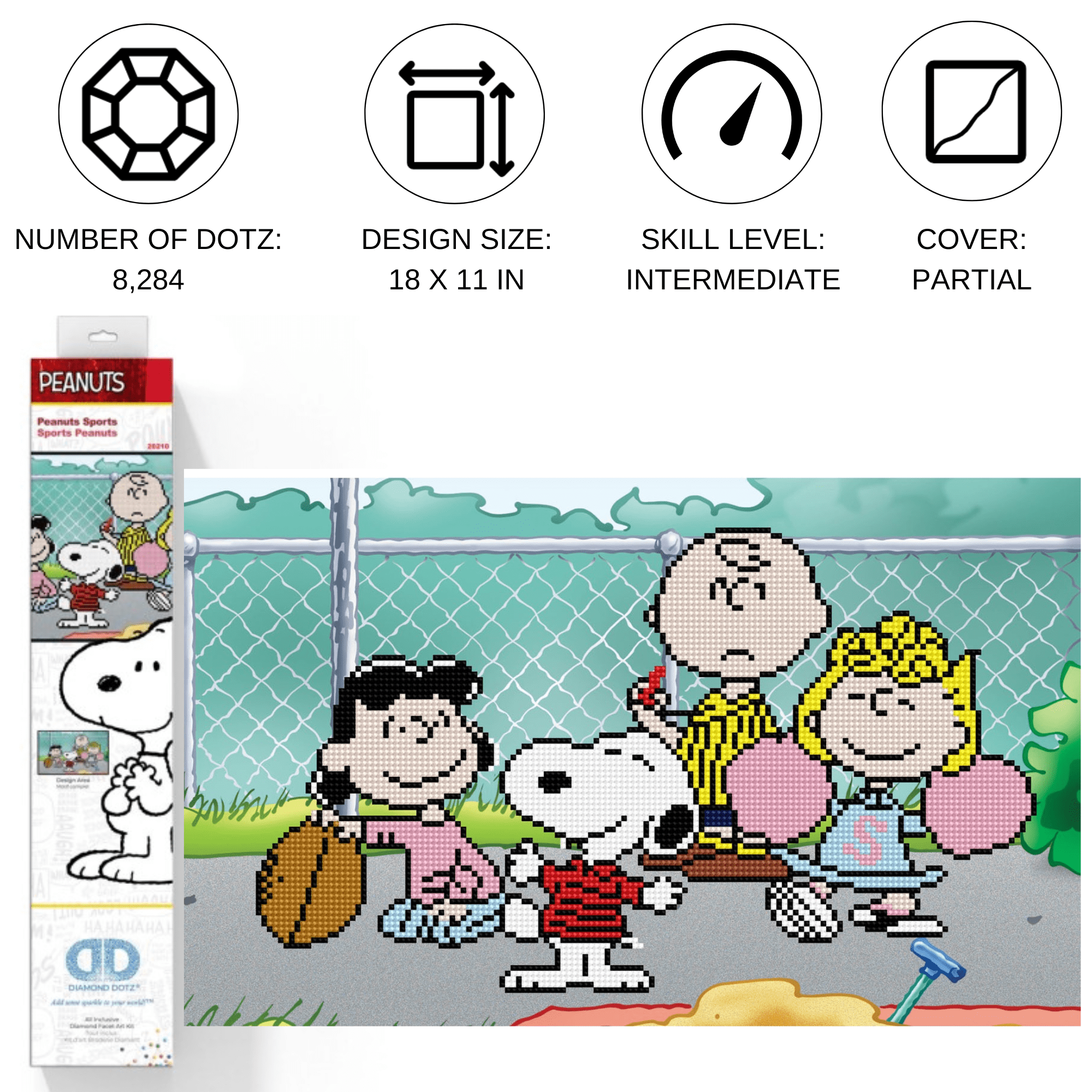 Diamond Dotz Peanuts Sports (Peanuts)  Snoopy Diamond Painting Kit 18"x 11"